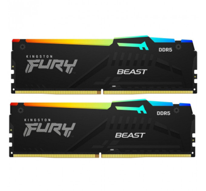 Модуль пам'яті для комп'ютера DDR5 32GB (2x16GB) 5600 MHz FURY Beast RGB Kingston Fury (ex.HyperX) (KF556C40BBAK2-32)