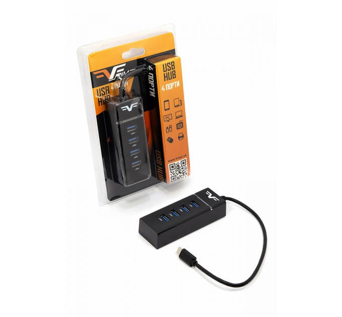 Frime Концентратор USB Frime (1х3.0&3x2.0) Type-C Black (FH-20060)