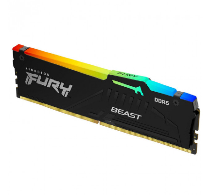 Модуль пам'яті для комп'ютера DDR5 16GB 5200 MHz Beast Black RGB Kingston Fury (ex.HyperX) (KF552C40BBA-16)
