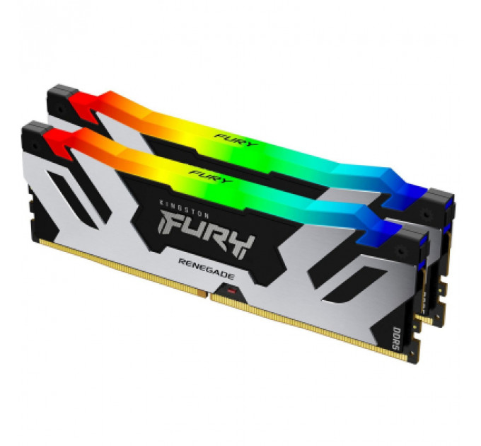 Модуль пам'яті для комп'ютера DDR5 32GB (2x16GB) 6400 MHz Renegade Silver RGB Kingston Fury (ex.HyperX) (KF564C32RSAK2-32)