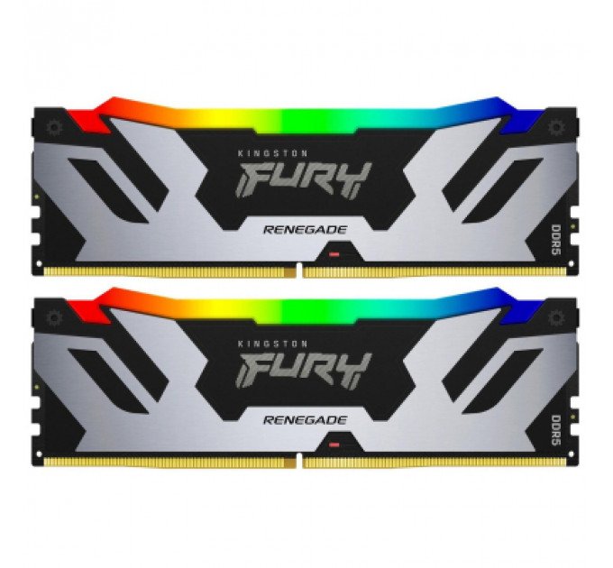 Модуль пам'яті для комп'ютера DDR5 32GB (2x16GB) 6400 MHz Renegade Silver RGB Kingston Fury (ex.HyperX) (KF564C32RSAK2-32)