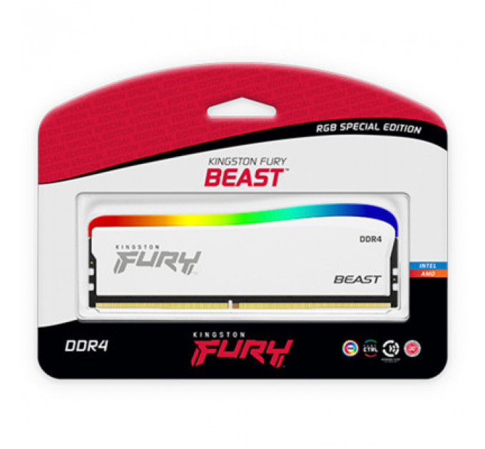 Модуль пам'яті для комп'ютера DDR4 16GB 3600 MHz Beast White RGB SE Kingston Fury (ex.HyperX) (KF436C18BWA/16)