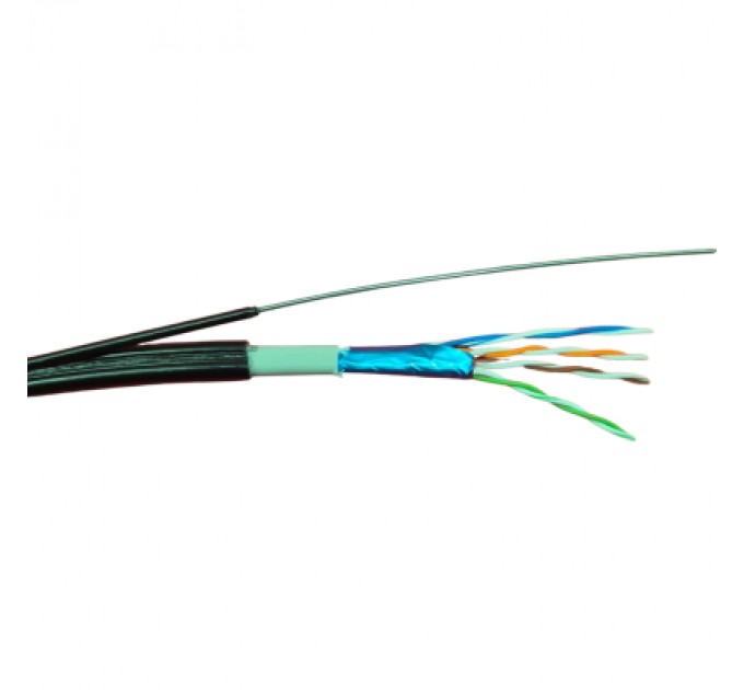 GEAR Кабель мережевий GEAR FTP 305м, cat.5e, CCA, 4*2*0,51, PVC+PE, outdoor, steel wire (GEC-FTPCCAOUTSC051305)