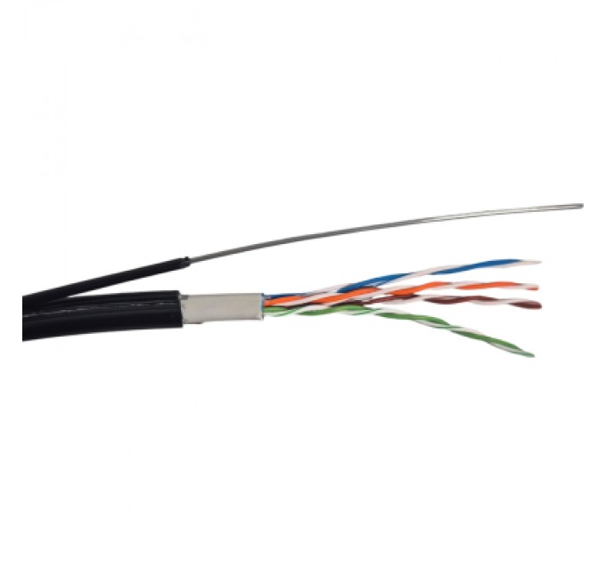 GEAR Кабель мережевий GEAR UTP 305м, cat.5e, CCA, 4*2*0,51, PVC+PE, outdoor, steel wire (GEC-UTPCCAOUTSC051305)