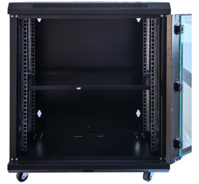 Шафа настінна GEAR 12U 19'' 600x600x600 мм, + полка 19", black (GWMSN-12U-600-600)