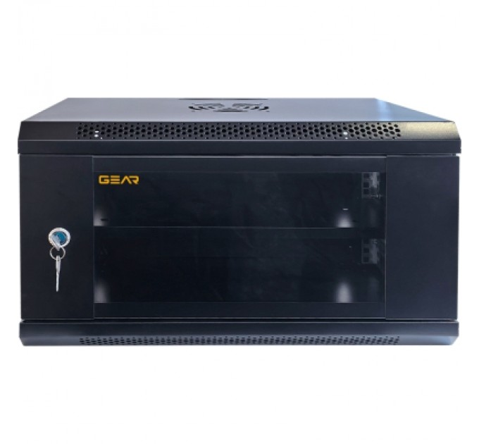 Шафа настінна GEAR 6U 19'' 600x600x300 мм, + полка 19", black (GWMSN-6U-600-600)