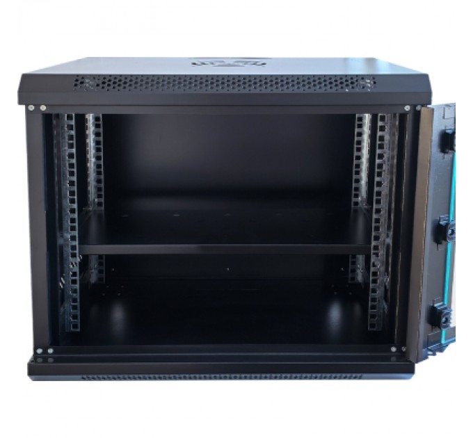 Шафа настінна GEAR 9U 19'' 600x600x450 мм, + полка 19", black (GWMSN-9U-600-600)