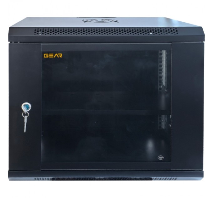 Шафа настінна GEAR 9U 19'' 600x600x450 мм, + полка 19", black (GWMSN-9U-600-600)
