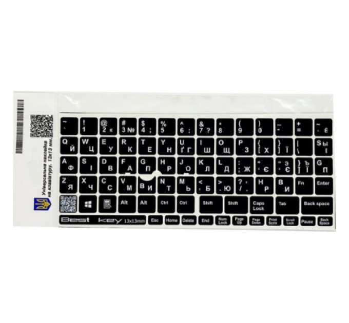 BestKey Наклейка на клавіатуру BestKey непрозора чорна, 76, білий (BKU13WHI/015)