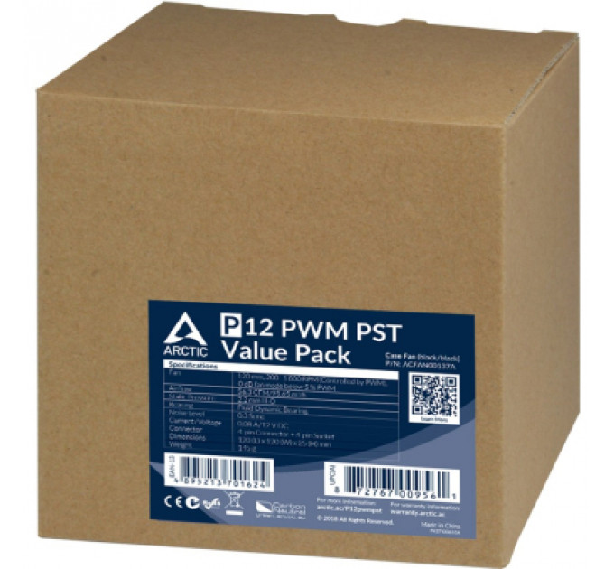 Кулер до корпусу Arctic P12 PWM PST 5pcs (ACFAN00137A)