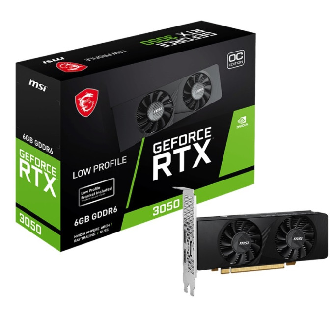 MSI Видеокарта GF RTX 3050 6GB GDDR6 Low Profile OC MSI (GeForce RTX 3050 LP 6G OC)