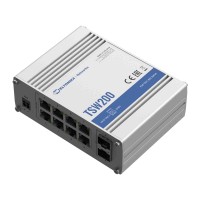 Коммутатор Teltonika TSW200 (TSW200000010) (industrial, unmanaged, 8xGE PoE+, 2xSFP, IP30, ALU Case,  2 pin industrial DC, max PoE 240W)