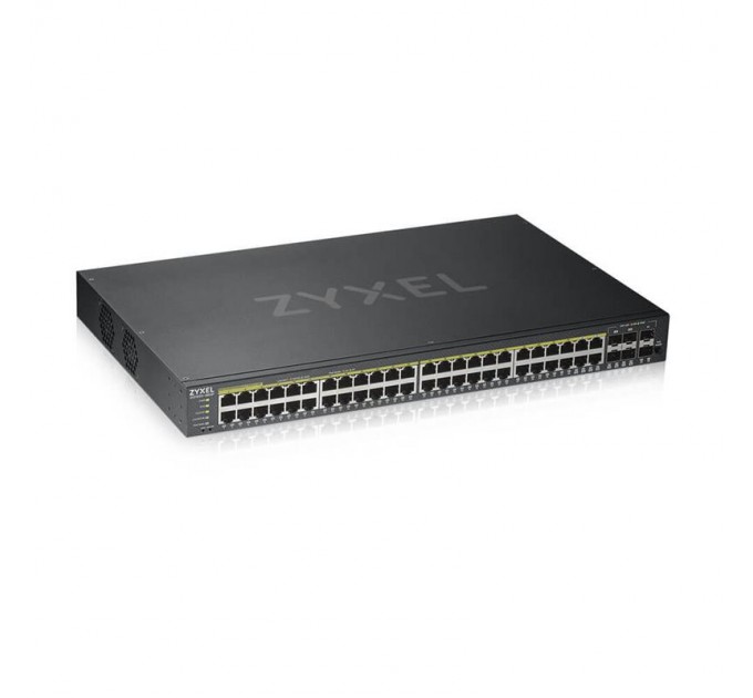 ZyXel Коммутатор ZYXEL GS1920-48HPv2 (GS192048HPV2-EU0101F) (44xGE, 4xGE/SFP, 2хSFP, 48хGE PoE, Max PoE 375W, Smart, NebulaFlex)
