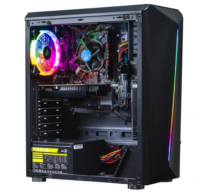 Персональный компьютер COBRA Advanced (I121F.8.H1S2.165.F8459); Intel Core i3-12100F (3.3 - 4.3 ГГц) / ОЗУ 8 ГБ / HDD 1 ТБ + SSD 240 ГБ / NVIDIA GeForce GTX 1650 4 ГБ / без ОП / LAN / Ubuntu / черный