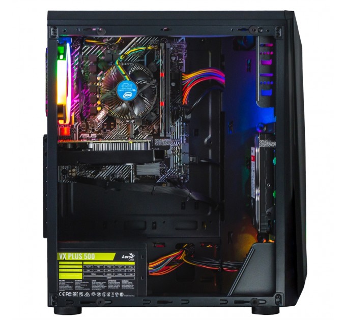 Персональный компьютер COBRA Advanced (I121F.8.H1S2.165.F8459); Intel Core i3-12100F (3.3 - 4.3 ГГц) / ОЗУ 8 ГБ / HDD 1 ТБ + SSD 240 ГБ / NVIDIA GeForce GTX 1650 4 ГБ / без ОП / LAN / Ubuntu / черный
