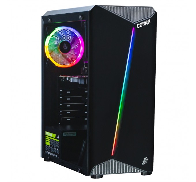 Персональный компьютер COBRA Advanced (I121F.8.H1S2.165.F8459); Intel Core i3-12100F (3.3 - 4.3 ГГц) / ОЗУ 8 ГБ / HDD 1 ТБ + SSD 240 ГБ / NVIDIA GeForce GTX 1650 4 ГБ / без ОП / LAN / Ubuntu / черный