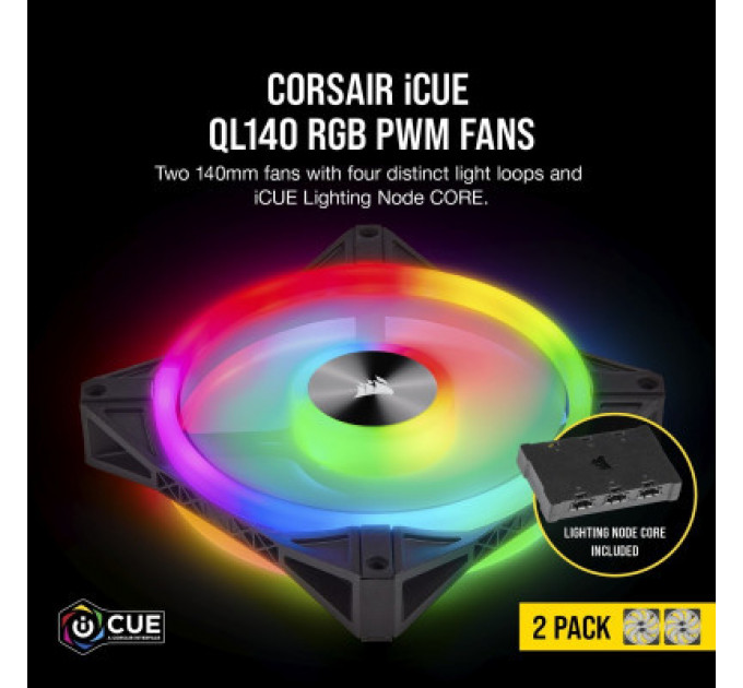 Кулер до корпусу Corsair QL Series, QL140 RGB, 140mm RGB LED Fan (CO-9050100-WW)