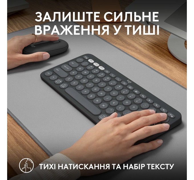 Комплект (клавиатура, мышь) беспроводной Logitech Pebble 2 Combo Graphite (920-012239)