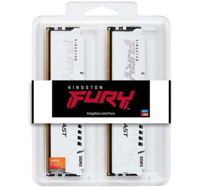 Модуль пам'яті для комп'ютера DDR5 32GB (2x16GB) 5200 MHz Beast EXPO White Kingston Fury (ex.HyperX) (KF552C36BWEK2-32)