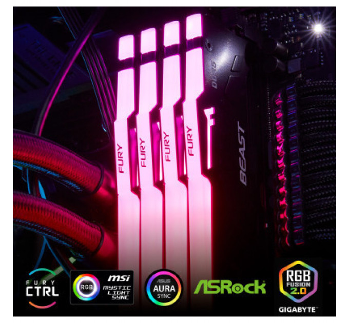 Модуль пам'яті для комп'ютера DDR5 32GB 5200 MHz Beast RGB EXPO Kingston Fury (ex.HyperX) (KF552C36BBEA-32)