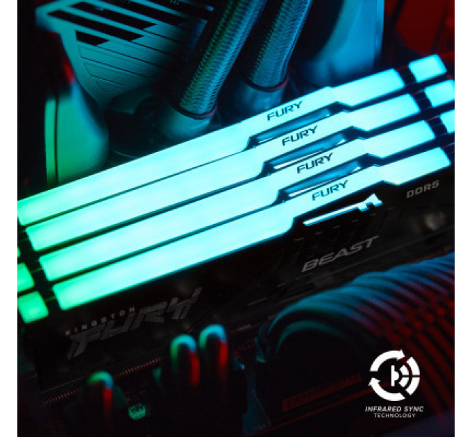 Модуль пам'яті для комп'ютера DDR5 64GB (2x32GB) 5200 MHz Beast RGB EXPO Kingston Fury (ex.HyperX) (KF552C36BBEAK2-64)