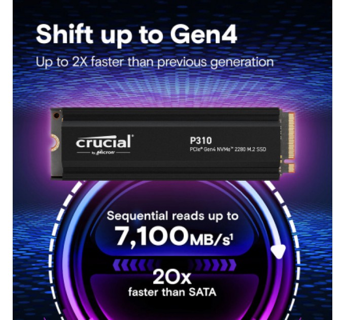 Micron Накопичувач SSD M.2 2280 2TB P310 with heatsink Micron (CT2000P310SSD5)
