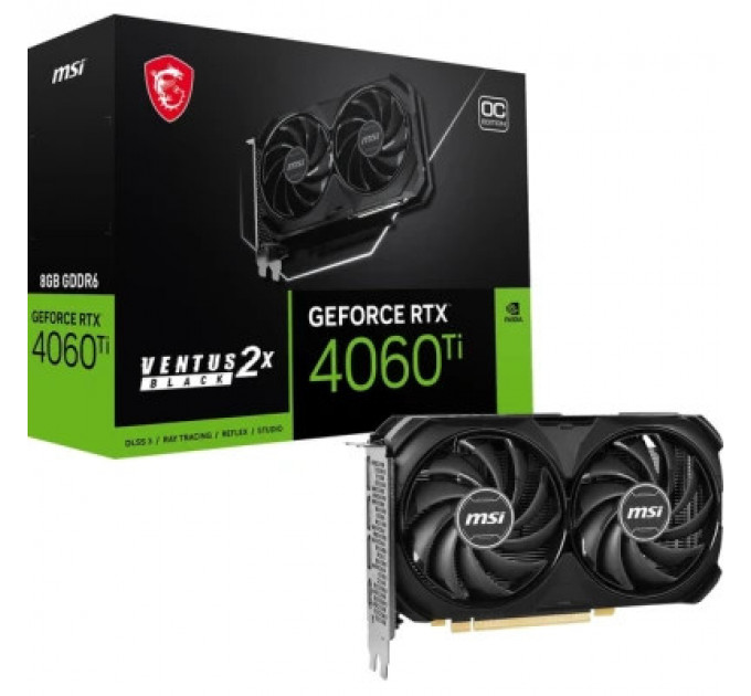 Відеокарта MSI GeForce RTX4060Ti 8Gb VENTUS 2X BLACK OC (RTX 4060 Ti VENTUS 2X BLACK 8G OC)