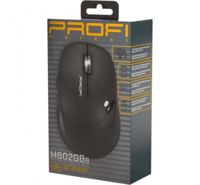 PROFImarket Мишка PROFImarket M602 Silent Wireless/Bluetooth Black (M602GBB)