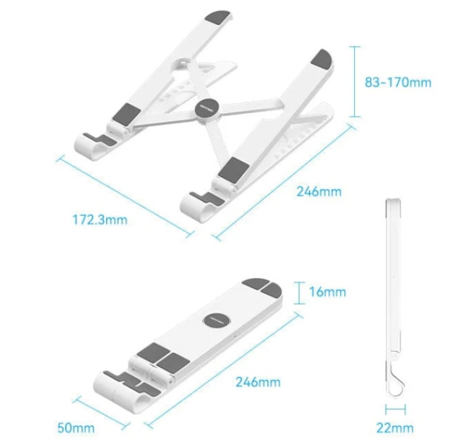 Vention Підставка до ноутбука Vention Laptop X-type Stand White ABS 83-170мм (KDNW0)