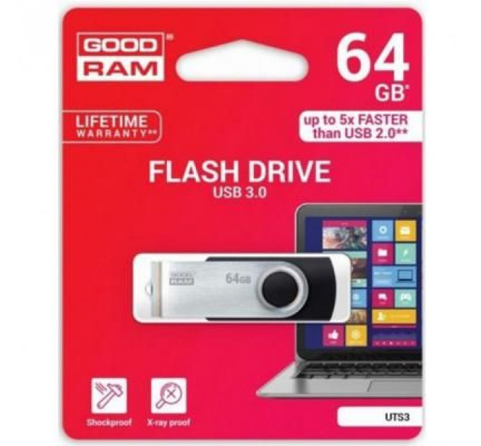 USB флеш накопичувач Goodram 64GB Twister Black USB 3.0 (UTS3-0640K0R11)