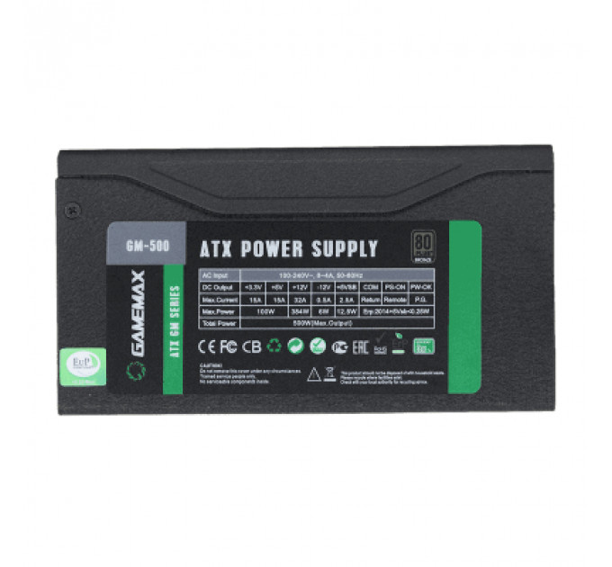 Блок живлення Gamemax GM-500 80+ APFC Black