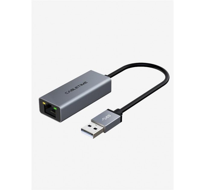 Мережевий адаптер Cabletime USB 100Mbps Ethernet, 0.15m,Space Grey (CB52G)
