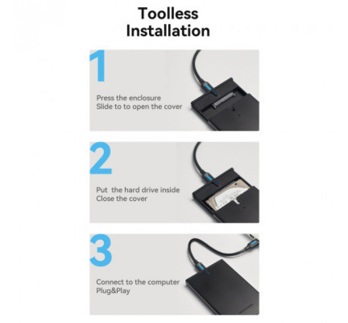 Кишеня зовнішня Vention 2.5" HDD/SSD USB 3.0 Micro-B Black (KPAB0)