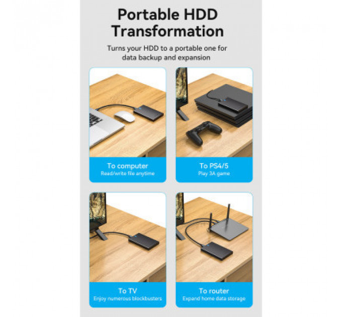 Кишеня зовнішня Vention 2.5" HDD/SSD USB 3.0 Micro-B Black (KPAB0)
