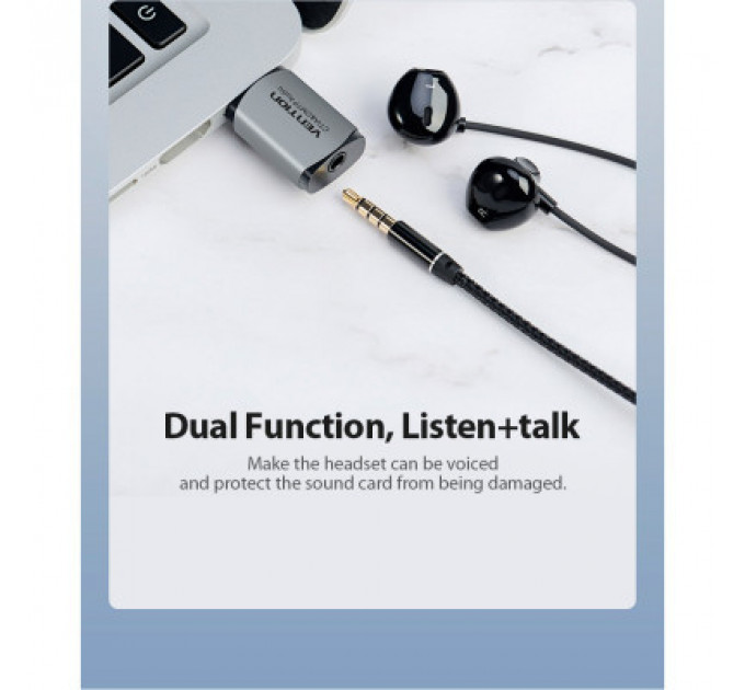 Звукова плата Vention Audio USB 1х3,5mm jack 4pin Metal (OMTP-CTIA) (CDLH0)