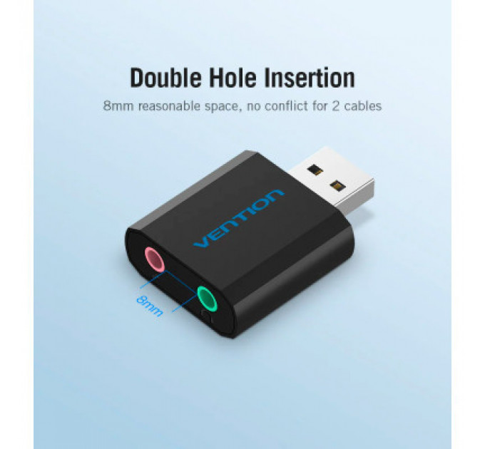 Звукова плата Vention Audio USB 2х3,5mm jack Metal (VAB-S17-B)