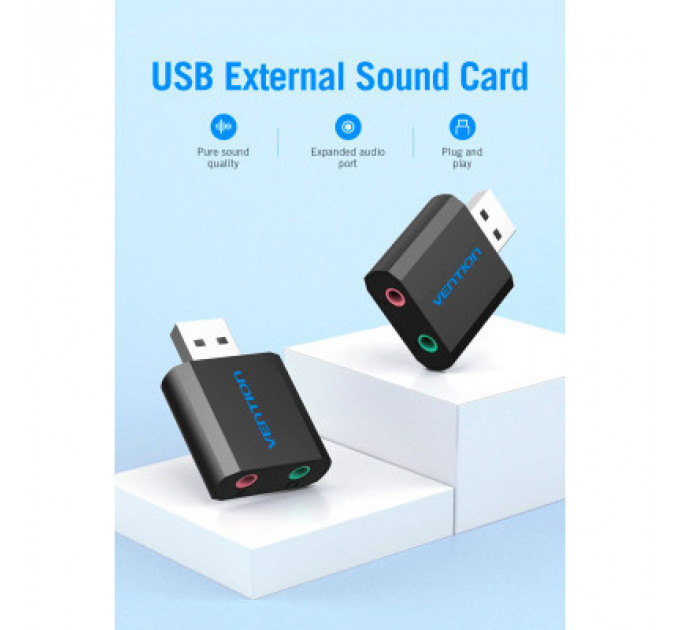 Звукова плата Vention Audio USB 2х3,5mm jack Metal (VAB-S17-B)
