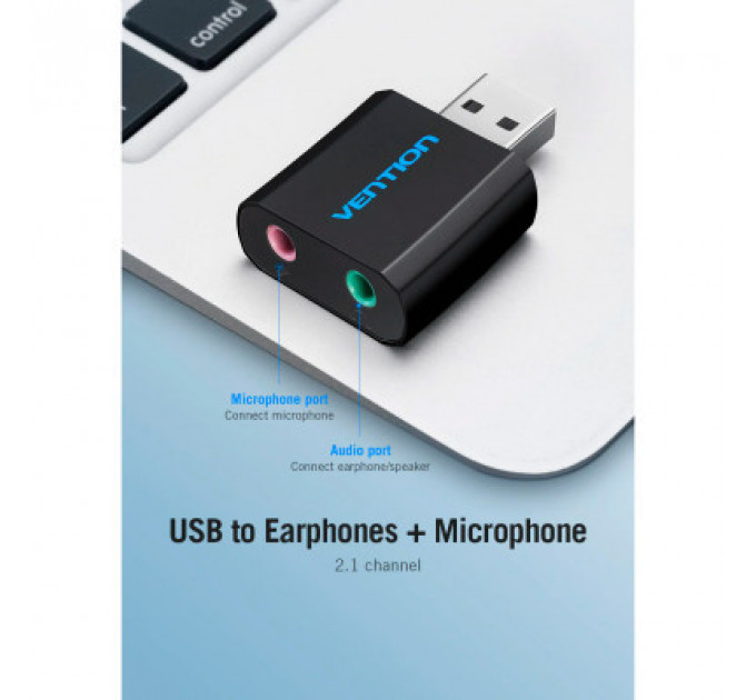 Звукова плата Vention Audio USB 2х3,5mm jack Metal (VAB-S17-B)