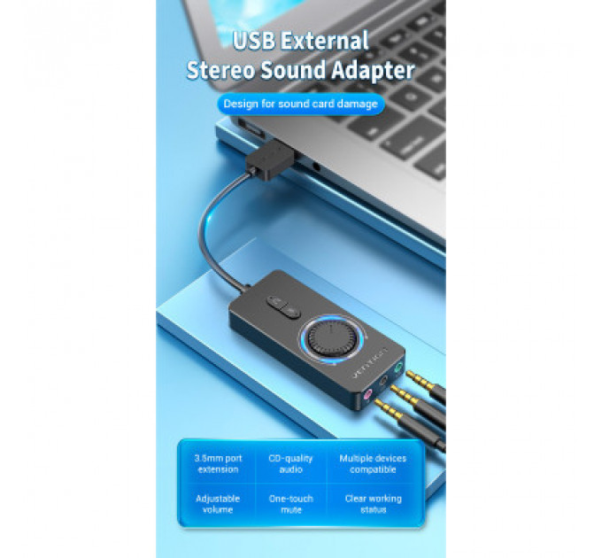Звукова плата Vention Audio USB 3х3,5mm jack 0.15m Volume Control (CDRBB)
