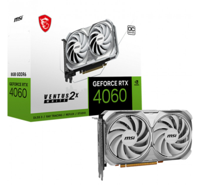 Відеокарта MSI GeForce RTX4060 8Gb VENTUS 2X WHITE OC (RTX 4060 VENTUS 2X WHITE 8G OC)