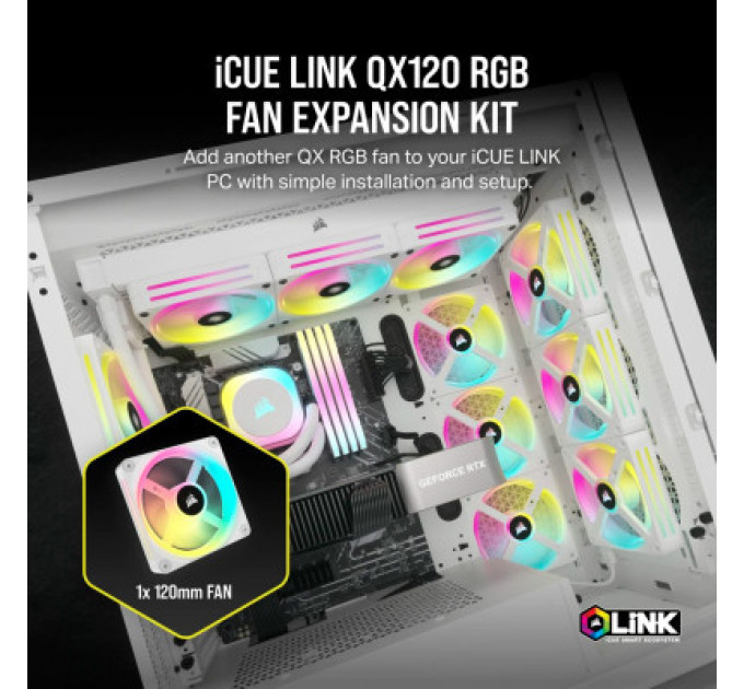 Кулер до корпусу Corsair iCUE Link QX120 RGB PWM White (CO-9051005-WW)
