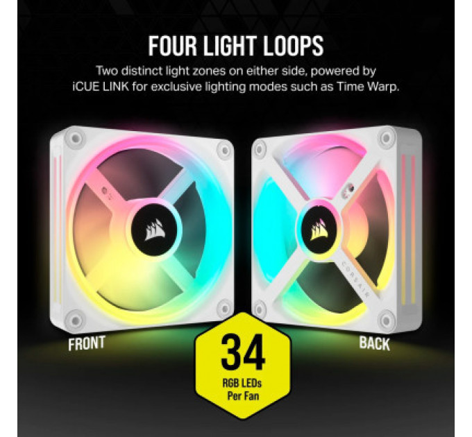 Кулер до корпусу Corsair iCUE Link QX120 RGB PWM White (CO-9051005-WW)
