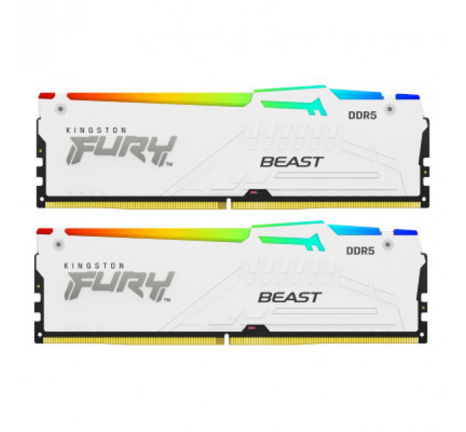 Модуль пам'яті для комп'ютера DDR5 32GB (2x16GB) 5200 MHz Beast White RGB Kingston Fury (ex.HyperX) (KF552C36BWEAK2-32)