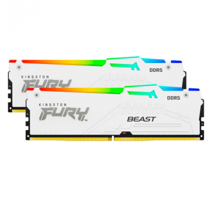 Модуль пам'яті для комп'ютера DDR5 32GB (2x16GB) 5200 MHz Beast White RGB Kingston Fury (ex.HyperX) (KF552C36BWEAK2-32)