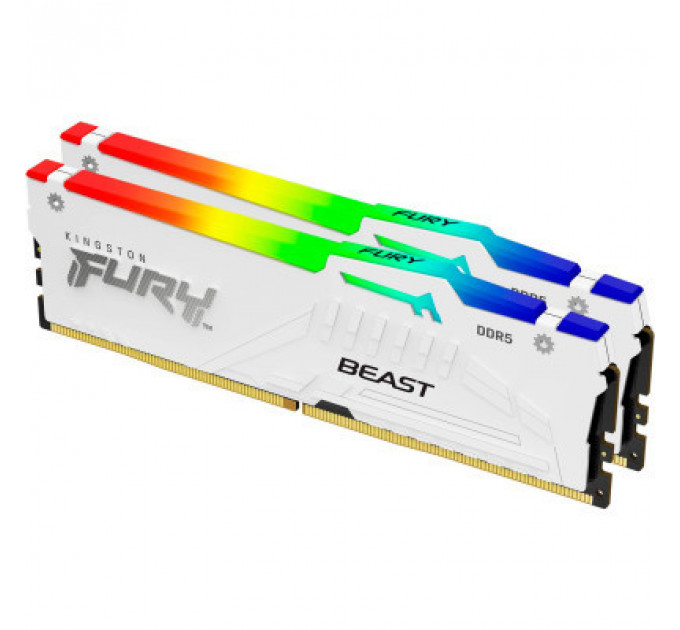 Модуль пам'яті для комп'ютера DDR5 32GB (2x16GB) 5200 MHz Beast White RGB Kingston Fury (ex.HyperX) (KF552C36BWEAK2-32)