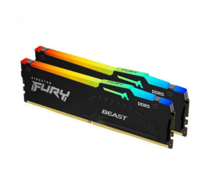 Модуль пам'яті для комп'ютера DDR5 64GB (2x32GB) 6000 MHz Beast RGB Kingston Fury (ex.HyperX) (KF560C36BBEAK2-64)