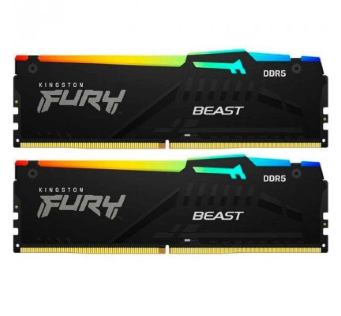 Модуль пам'яті для комп'ютера DDR5 64GB (2x32GB) 6000 MHz Beast RGB Kingston Fury (ex.HyperX) (KF560C36BBEAK2-64)