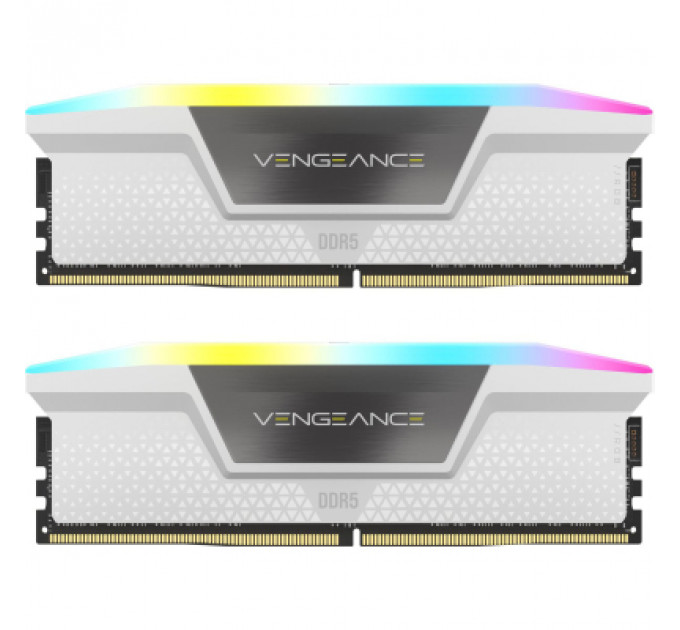Модуль пам'яті для комп'ютера DDR5 64GB (2x32GB) 6000 MHz XMP 3.0 Vengeance RGB White Corsair (CMH64GX5M2B6000C40W)