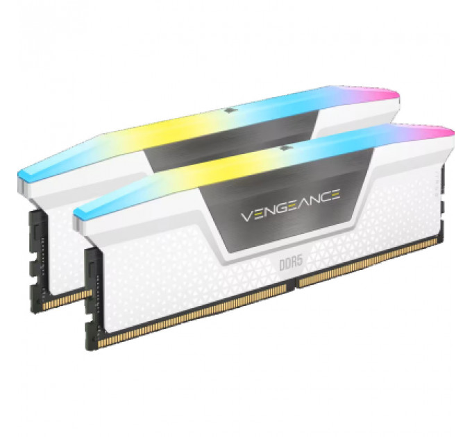 Модуль пам'яті для комп'ютера DDR5 64GB (2x32GB) 6000 MHz XMP 3.0 Vengeance RGB White Corsair (CMH64GX5M2B6000C40W)
