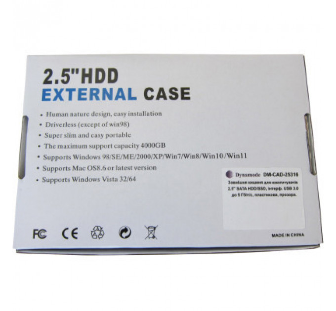 Кишеня зовнішня Dynamode 2.5" SATA HDD/SSD USB 3.0 Transparent (DM-CAD-25316)